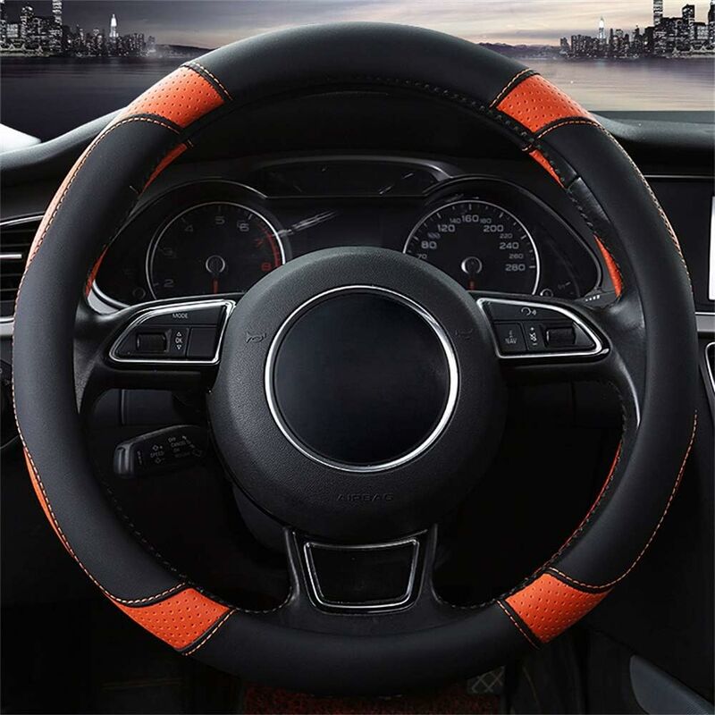 Car Steering Wheel Cover Microfiber Leather Steering Wheel Covers Universal 37-38Cm / 15" Non-Slip Breathable Durable - Image 2