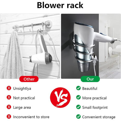 Hair Dryer Holder Aluminum Wall Mount Hair Dryer Holder Cable Rack For Kitchen Bathroom Accessories (Silver) - Image 3