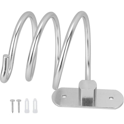 Hair Dryer Holder Aluminum Wall Mount Hair Dryer Holder Cable Rack For Kitchen Bathroom Accessories (Silver) - Image 4