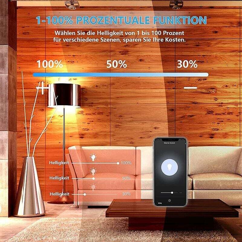 LED Dimmer Switch, Wifi Light LED Dimmer Switch Percentage Function With Timing Function, Wlan Voice App Control - Image 2