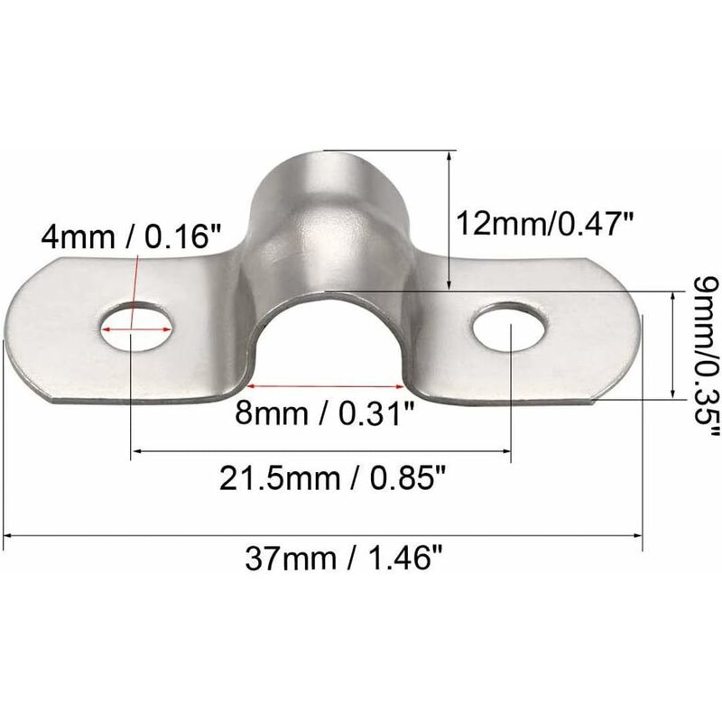 50 pcs 8Mm U-Tube 304 Stainless Steel Pipe Clamps Rigid Pipe Clamps U-Clamps For Pipe Fixing - Image 4