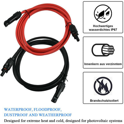 Solar Photovoltaic Extension Line Solar Panel Extension Cable With Mc4 Connector Red + Black Pair, 14Awg 3 Meters / 10 - Image 3