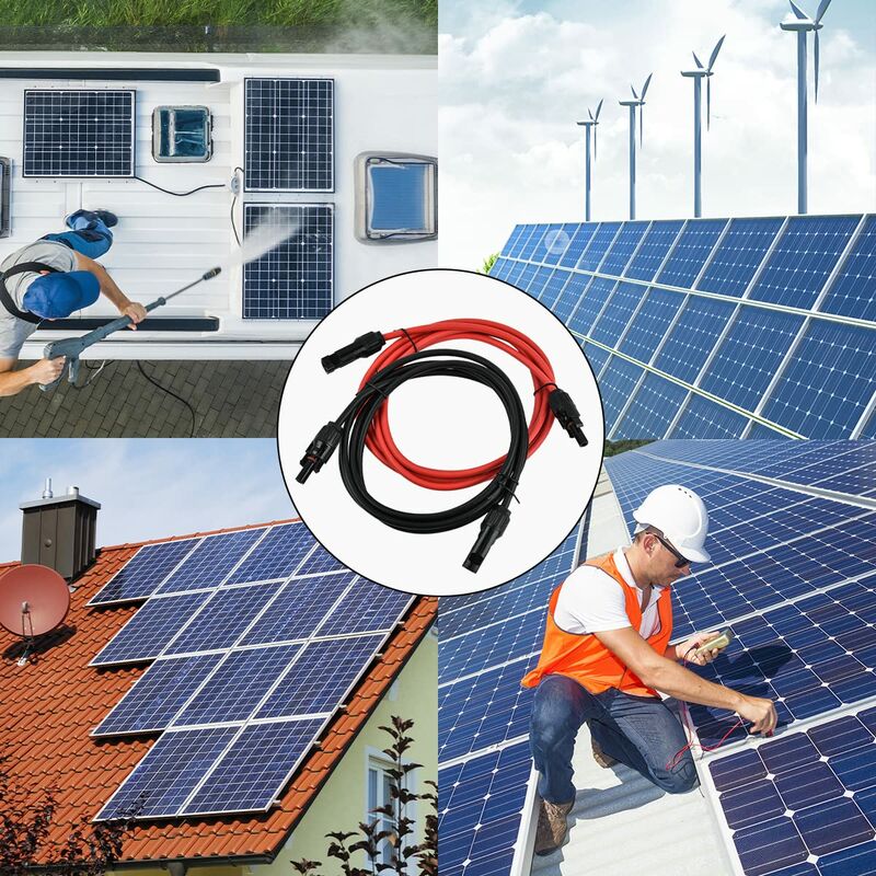 Solar Photovoltaic Extension Line Solar Panel Extension Cable With Mc4 Connector Red + Black Pair, 14Awg 3 Meters / 10 - Image 4