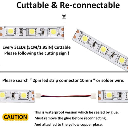 12V LED Strip Light Cool White 6500K, 5 Meters Flexible 300 LEDs 5050 Smd Ip65 Waterproof LED Strip [Energy Class A] - Image 3