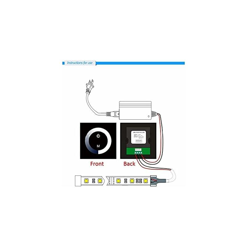 Dimmable Light, Dimmable LED Touch Panel, Monochrome Dimming Wall Switch Controller, Dc 12V-24V Quiet Touch Panel LED - Image 4