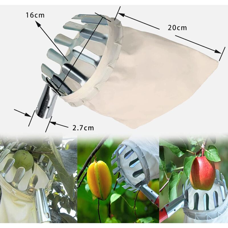 Fruit Picker, 1 Fruit Collector, Metal Fruit Picker, Fruit Picker With Bag, Cherry Picker, Diameter 16 Cm, For Picking - Image 2