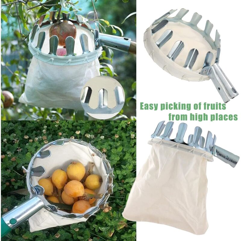 Fruit Picker, 1 Fruit Collector, Metal Fruit Picker, Fruit Picker With Bag, Cherry Picker, Diameter 16 Cm, For Picking - Image 3