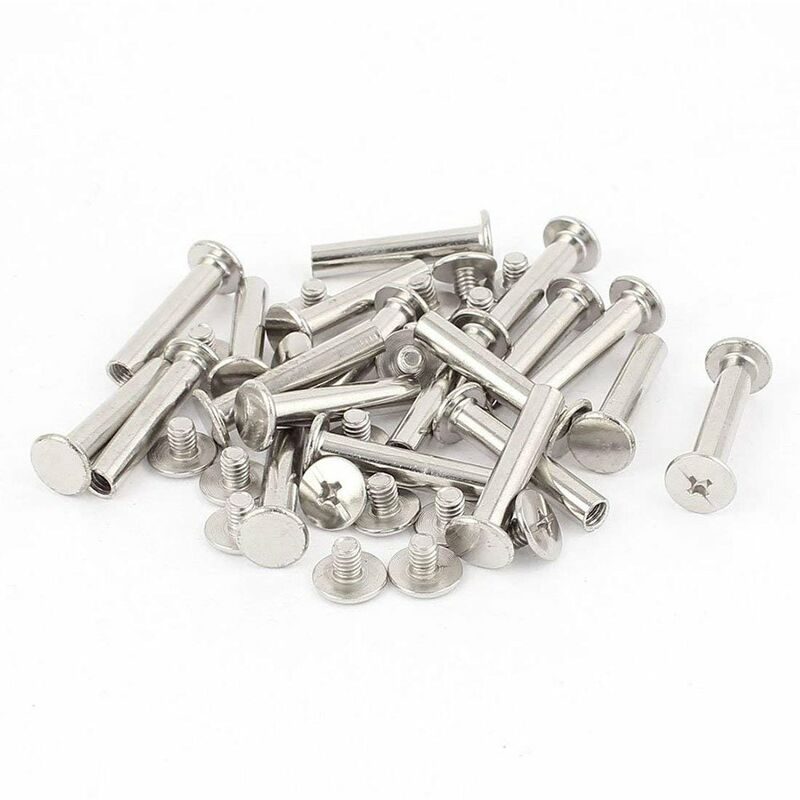 Binding Chicago Screws, 30 Sets Metal Chicago Button Binding Screws Assortment Kit Nickel Plated Binding Screws Binder - Image 3