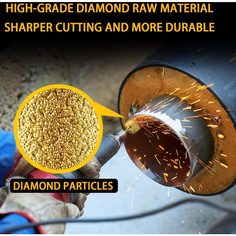 12 pcs Diamond Chainsaw Sharpener, High Hardness Titanium Plated Burr Grinding Wheel, Chainsaw Sharpener Stone Bits, - Image 3