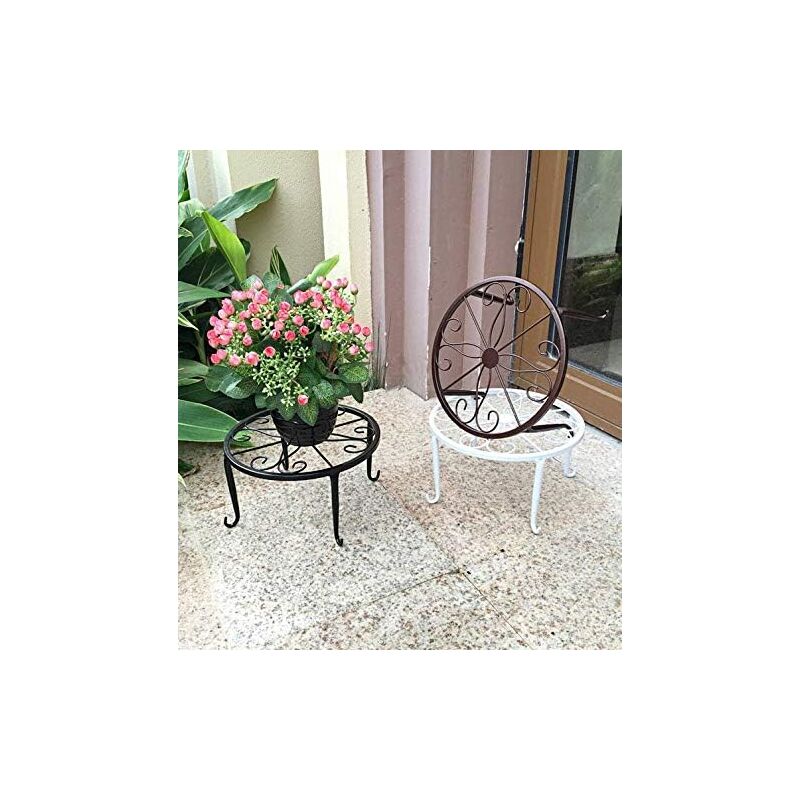 9" Rust Resistant Wrought Iron Metal Plant Pot Stand Black - Image 2