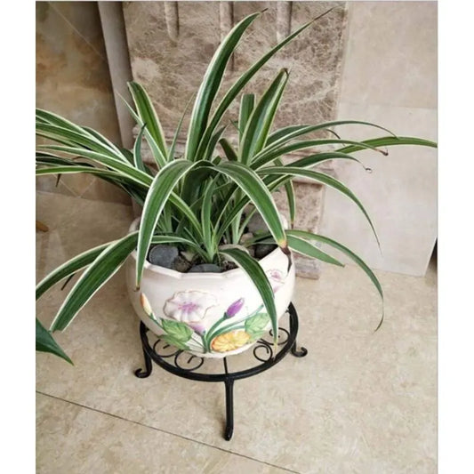 9" Rust Resistant Wrought Iron Metal Plant Pot Stand Black - Image 3
