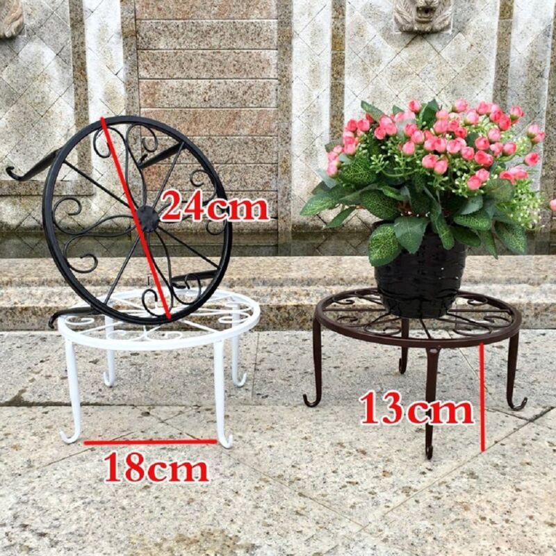 9" Rust Resistant Wrought Iron Metal Plant Pot Stand Black - Image 4
