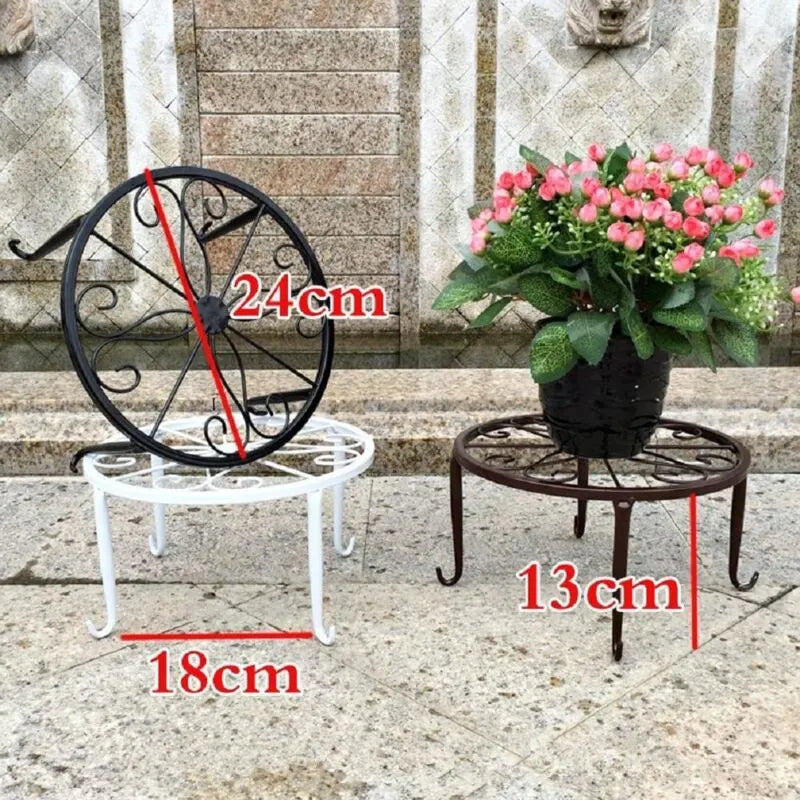 9" Rust Resistant Wrought Iron Metal Plant Pot Stand Black - Image 4