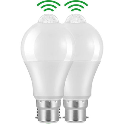 Motion Sensor Bulb B22 Bayonet LED, 12W, 1020Lm, Cool White 6000K, Cir 85, Waterproof Ip42 Energy Saving, Non-Dimmable,