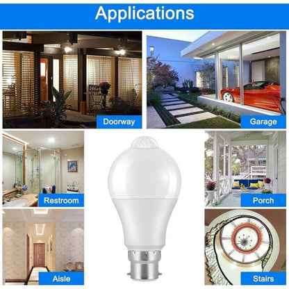Motion Sensor Bulb B22 Bayonet LED, 12W, 1020Lm, Cool White 6000K, Cir 85, Waterproof Ip42 Energy Saving, Non-Dimmable, - Image 3