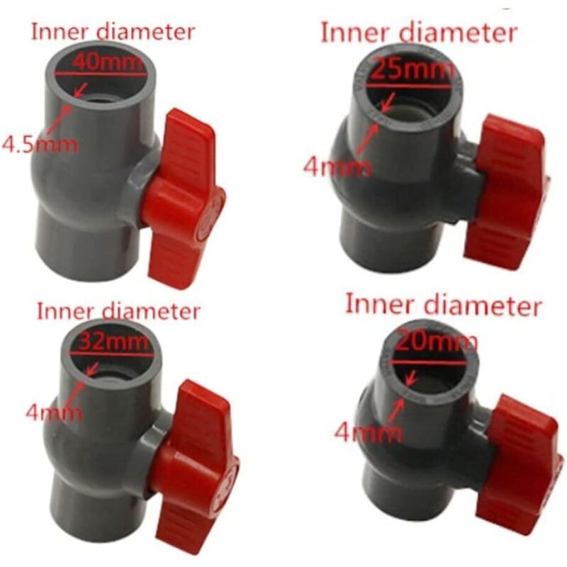 Pvc Ball Valve, U-Pvc Plastic Valve, Straight Connectors For Flow Control And Shutoff (Φ20Mm) - Image 4