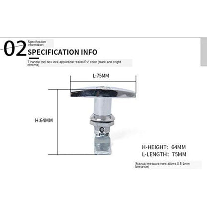 T-Handle Lock With Key, Aluminum Alloy Trailer Door Latch T-Handle Lock Universal T-Handle Lock For Trailers - Image 2