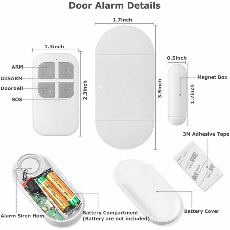 Door And Window Alarm, Alarm With 130Db Siren, 2 Remote Controls, Easy To Install, Wireless Home Alarm - Image 2