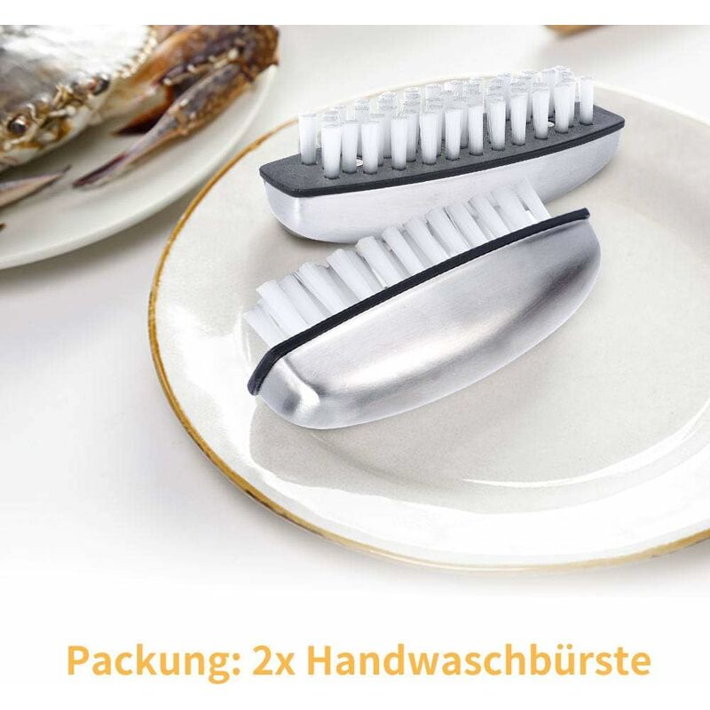 2X Stainless Steel Hand Nail Brush, Nail Brushes Hard Bristles Nail Cleaning Brush For Cleaning Hands, Nails, Feet - Image 2