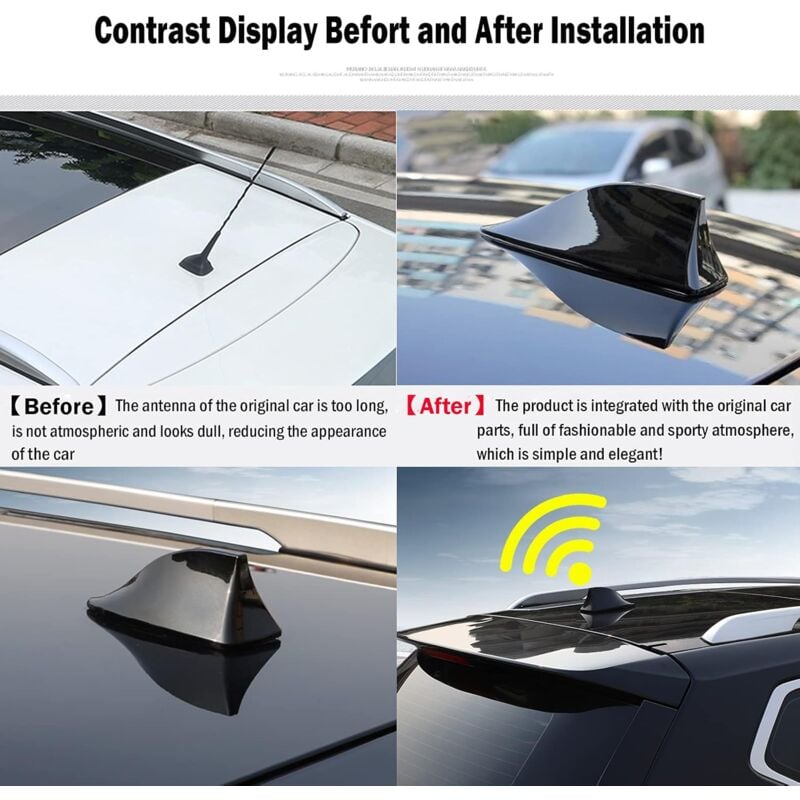 Universal Shark Fin Car Antenna - Fm/Am Radio Aerial With Waterproof Adhesive Base For Car Suv Truck Van (Black) - Image 2