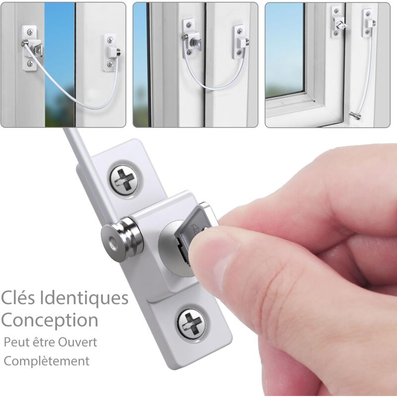 Child Window Safety, 2 pcs Zinc Alloy Child Window Protection Pvc Child Safety Window Lock With Screws And Keys, - Image 2