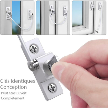 Child Window Safety, 2 pcs Zinc Alloy Child Window Protection Pvc Child Safety Window Lock With Screws And Keys, - Image 2