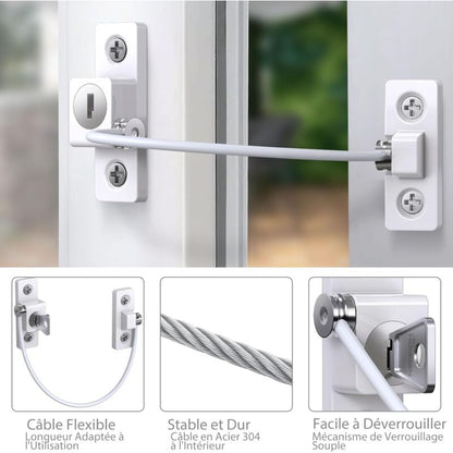 Child Window Safety, 2 pcs Zinc Alloy Child Window Protection Pvc Child Safety Window Lock With Screws And Keys, - Image 3