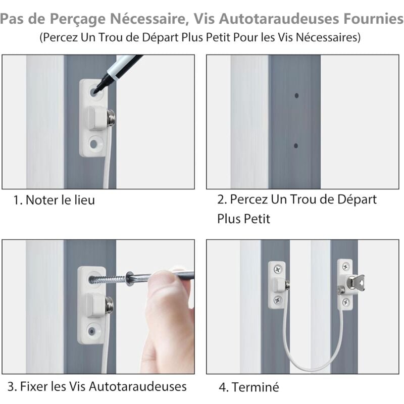 Child Window Safety, 2 pcs Zinc Alloy Child Window Protection Pvc Child Safety Window Lock With Screws And Keys, - Image 4