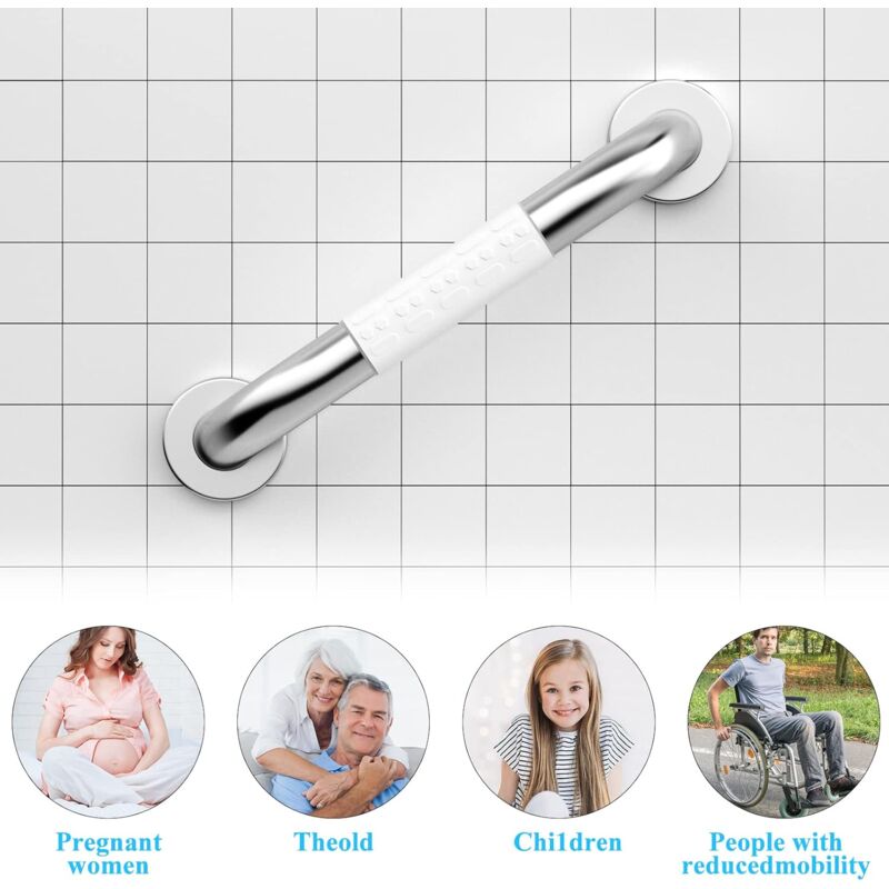 Safety, Stainless Steel Wall Mounted Grab Bar, Non-Slip Bathtub Handle, Shower Grab Bar For Bathroom Toilet 30Cm, 30 X - Image 2