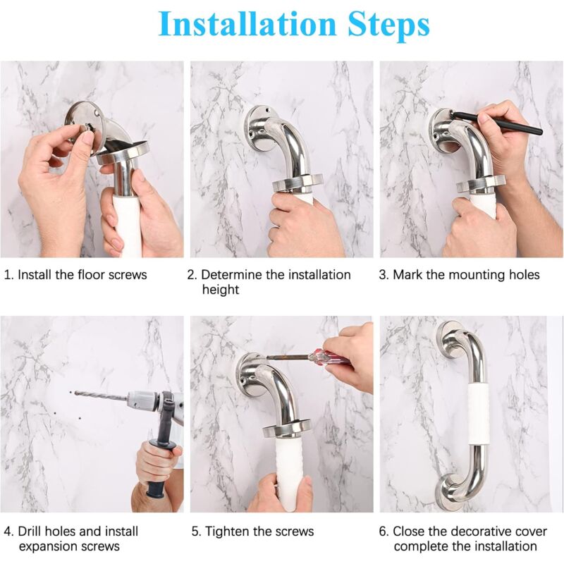 Safety, Stainless Steel Wall Mounted Grab Bar, Non-Slip Bathtub Handle, Shower Grab Bar For Bathroom Toilet 30Cm, 30 X - Image 4