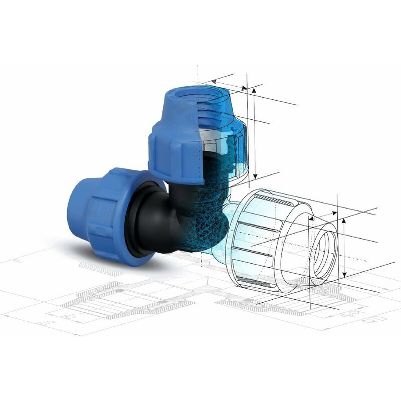 Water Pipe Tee Fittings, 25Mm X 25Mm X 25Mm, Pn16 Compression Pipe Fittings, Connectors Compatible With Pe80 And Pe100 - Image 3