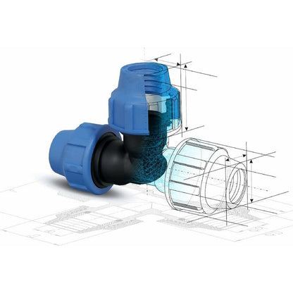 Water Pipe Tee Fittings, 25Mm X 25Mm X 25Mm, Pn16 Compression Pipe Fittings, Connectors Compatible With Pe80 And Pe100 - Image 3