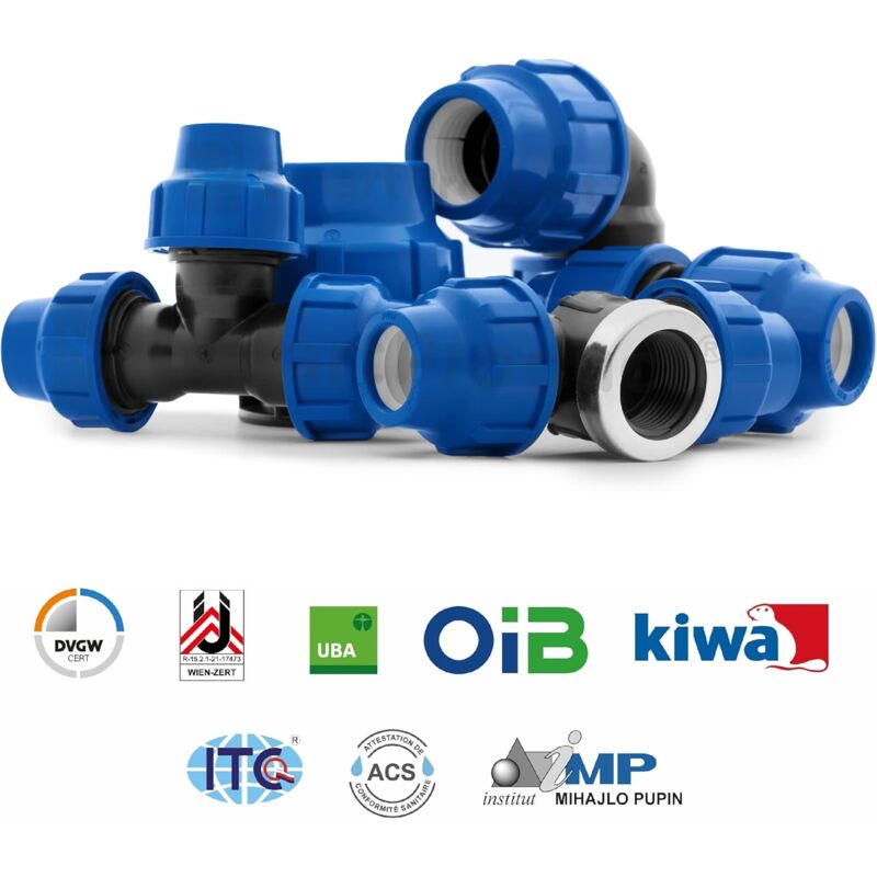 Water Pipe Tee Fittings, 25Mm X 25Mm X 25Mm, Pn16 Compression Pipe Fittings, Connectors Compatible With Pe80 And Pe100 - Image 4