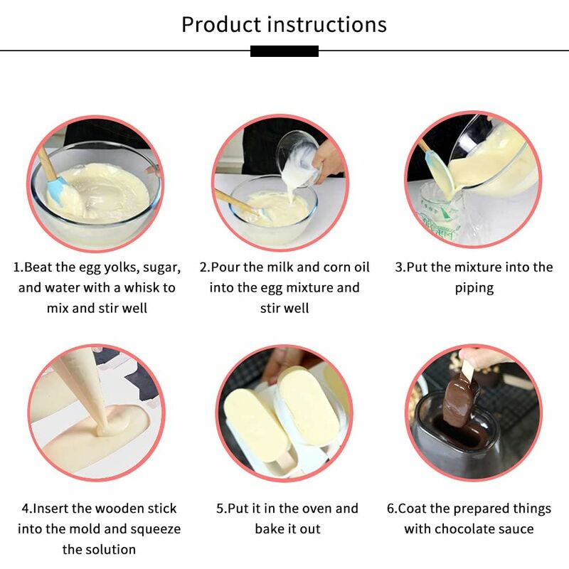 Silicone Ice Cream Molds, Magnum Cake Mold, 2 pcs+50 pcs Ice Cream Sticks, Homemade Popsicle Ice Cream, Bpa Free - Image 3