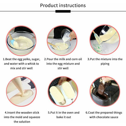 Silicone Ice Cream Molds, Magnum Cake Mold, 2 pcs+50 pcs Ice Cream Sticks, Homemade Popsicle Ice Cream, Bpa Free - Image 3