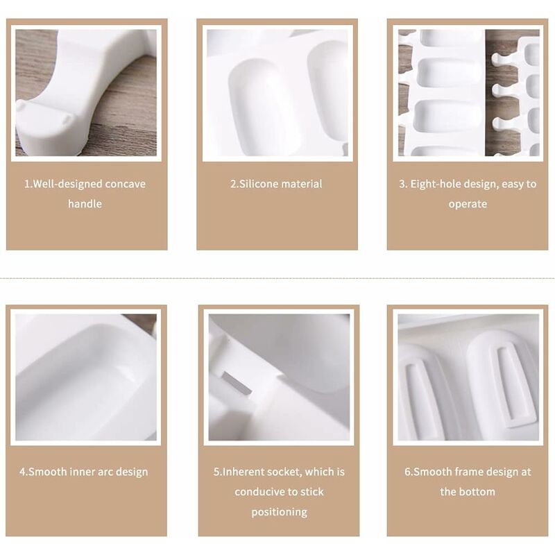 Silicone Ice Cream Molds, Magnum Cake Mold, 2 pcs+50 pcs Ice Cream Sticks, Homemade Popsicle Ice Cream, Bpa Free - Image 4