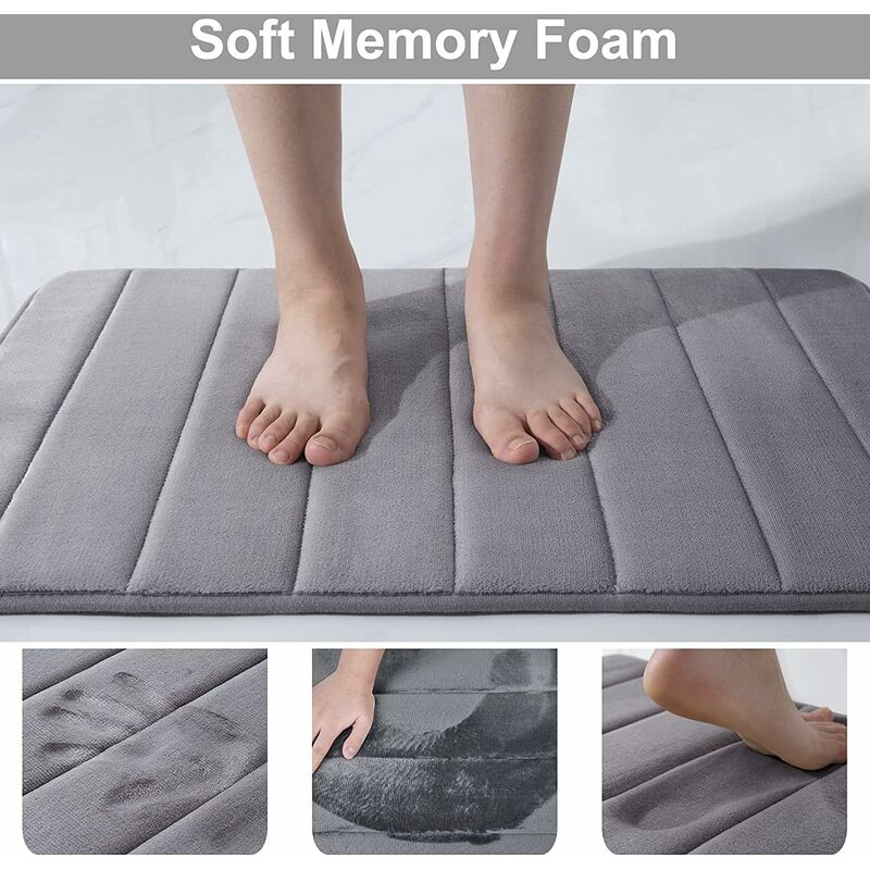 Non-Slip Memory Foam Toilet Mat With Cutout 50 X 60 Cm, Absorbent, Washable For Toilet, DArk Grey - Image 2