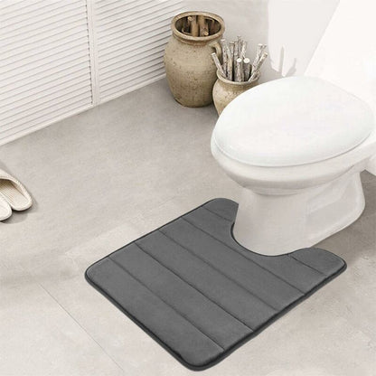 Non-Slip Memory Foam Toilet Mat With Cutout 50 X 60 Cm, Absorbent, Washable For Toilet, DArk Grey - Image 4