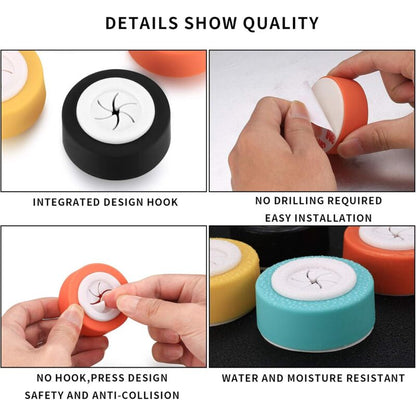 4 pcs Dishcloth Holders, Self Adhesive Bathroom Dishcloth Hooks, ROund Suction Cup Wall Hooks For Bathroom, Kitchen, - Image 4