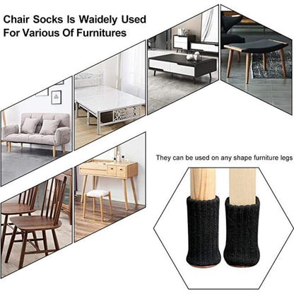 24 pcs Chair Leg Socks, Furniture Leg Caps, Non-Slip Chair Leg Pads For Fits 1"-2" Diameter Chair Legs, Black - Image 2
