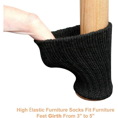 24 pcs Chair Leg Socks, Furniture Leg Caps, Non-Slip Chair Leg Pads For Fits 1"-2" Diameter Chair Legs, Black - Image 4