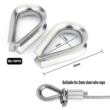 50 pcs M2 304 Stainless Steel Wire ROpe Thimbles Heart Thimble For Steel Cable For 2Mm Wire ROpe - Image 3