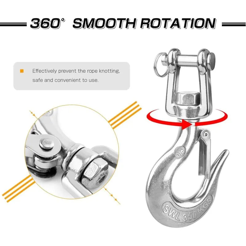 Heavy Duty Lifting Hook Load Towing Lifting Chain Safety Hook Winch Trailer Steel Clevis Safety Latch Lifting Stainless - Image 4