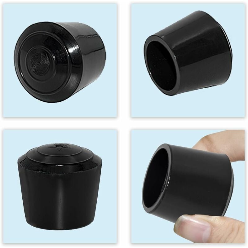 4 pcs ROund Non-Slip Synthetic Rubber Chair Leg Caps 30Mm, 3.0Cm Diameter, Black - Image 4