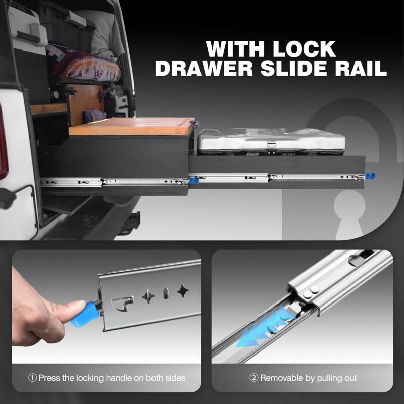 Heavy Duty Drawer Slide With Lock Fixing Drawer Slide 120Kg Load Capacity Ball Bearing 1 Pair (30Cm) - Image 2