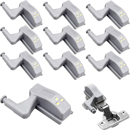 10 pcs Universal Hinge Lights Cabinet Light Warm White Color 12V 23A Battery For Kitchen Home Furniture Wardrobe