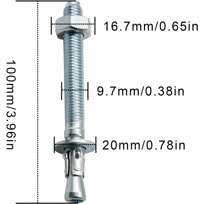 Anchor Plugs, 10 pcs M10/10Mm Galvanized Heavy Duty Anchors, Galvanized Metal Anchors, For Balustrades, Curtain Walls, - Image 2