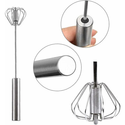 2 Egg Beaters, Multifunctional Semi-Automatic Hand Held Stainless Steel Whisk, Milk Frother, ROtating Beater For - Image 2