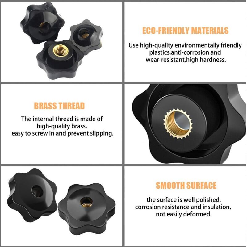 Star Head Clamping Knob, Star Head Clamping Nuts Knob, Clamping Nuts Star Shape Handle, Thread Clamping Knob, For - Image 2