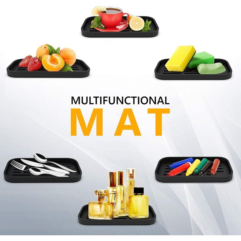 Silicone Draining Mat - Sink Organizer For Sponges, Brushes, Soap, Wine Glass Dry Mat, Non-Slip Sponge/Sink Holder - Image 3